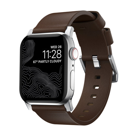Nomad 49/46 mm Moderne Skinnrem med Sølv Spenne - Brun