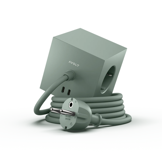 Avolt Square 1 30W Dual USB-C Stikkontaktforlenger - Eik Grønn
