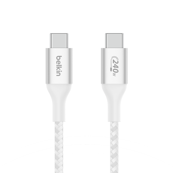 Belkin USB-C til USB-C 240W Vevd Ladekabel 1m - Hvit