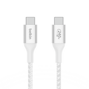 Belkin USB-C til USB-C 240W Vevd Ladekabel 1m - Hvit