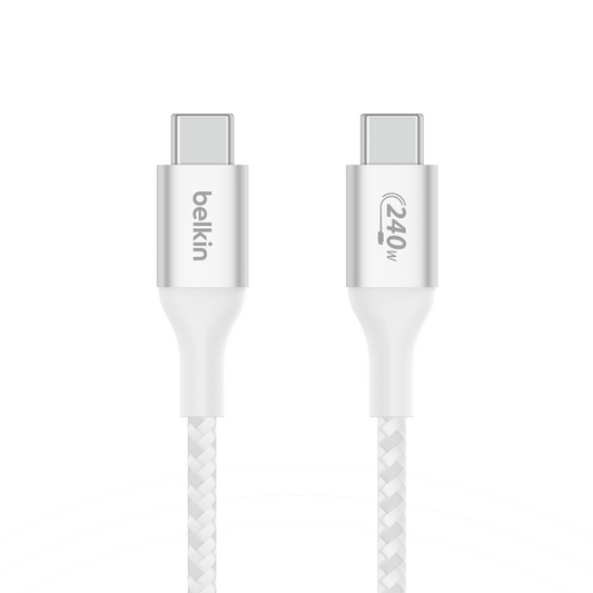 Belkin USB-C til USB-C 240W Vevd Ladekabel 1m - Hvit