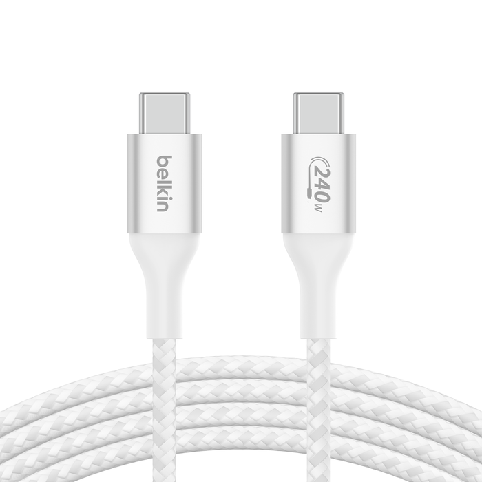 Belkin USB-C til USB-C 240W Vevd Ladekabel 1m - Hvit