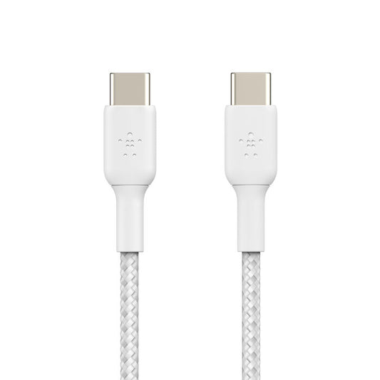 Belkin USB-C til USB-C 60W Vevd Ladekabel 1m - Hvit