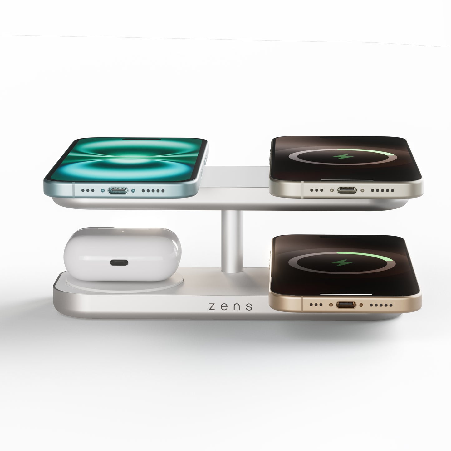 Zens Quattro Pro 4 Qi2 Trådløs lader - Hvit