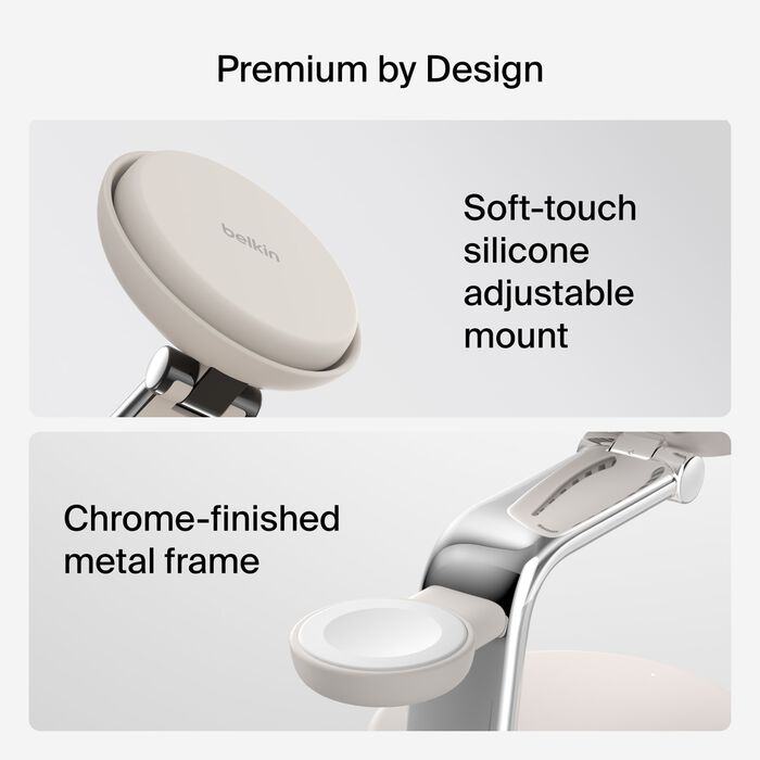 Belkin UltraCharge Pro 3-i-1 Qi2 Ladestativ - Sand