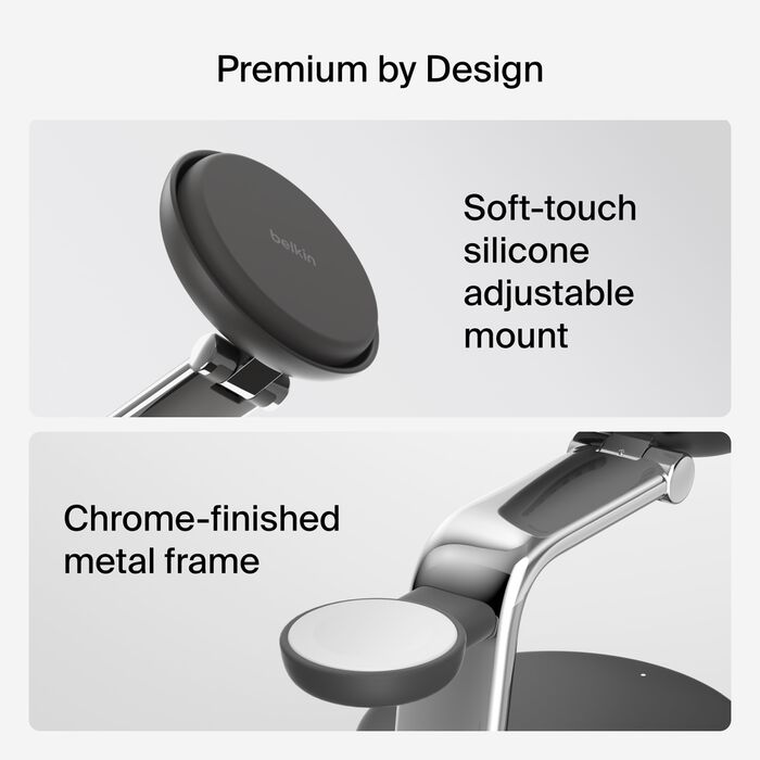 Belkin UltraCharge Pro 3-i-1 Qi2 Ladestativ - Kullsvart