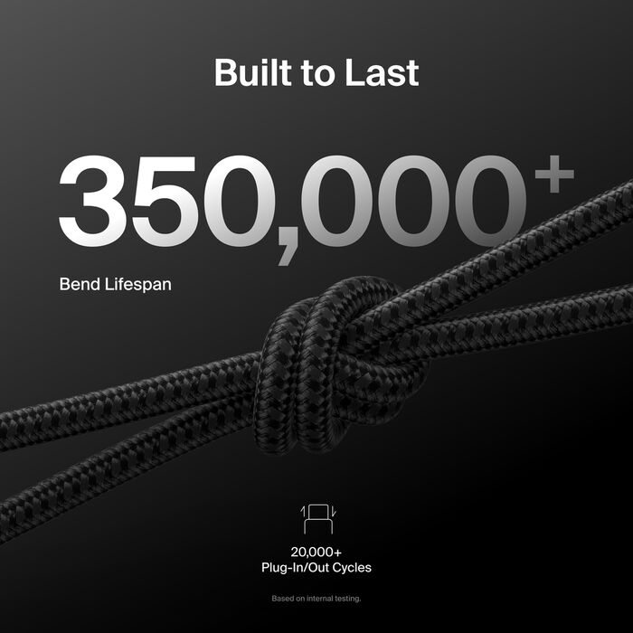 Belkin USB-C til USB-C 240W Flettet PCR Ladekabel 3m - Svart