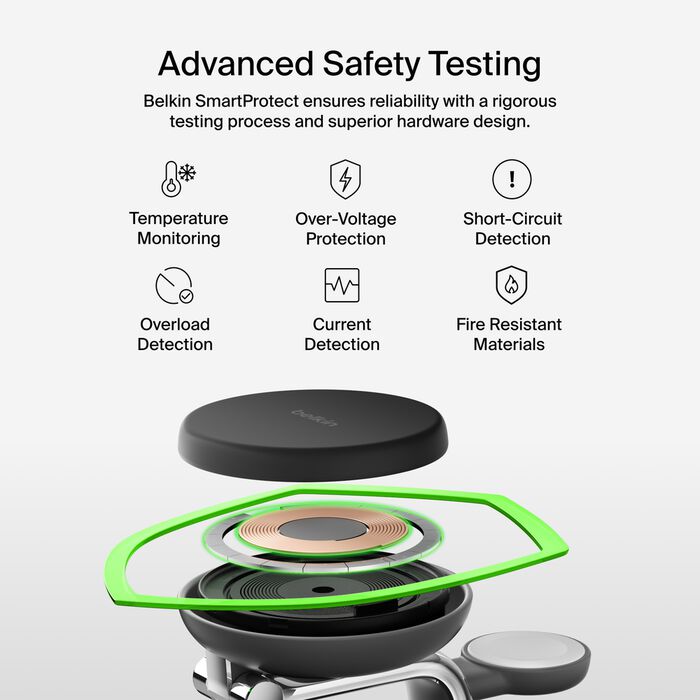 Belkin UltraCharge Pro 3-i-1 Qi2 Ladestativ - Kullsvart