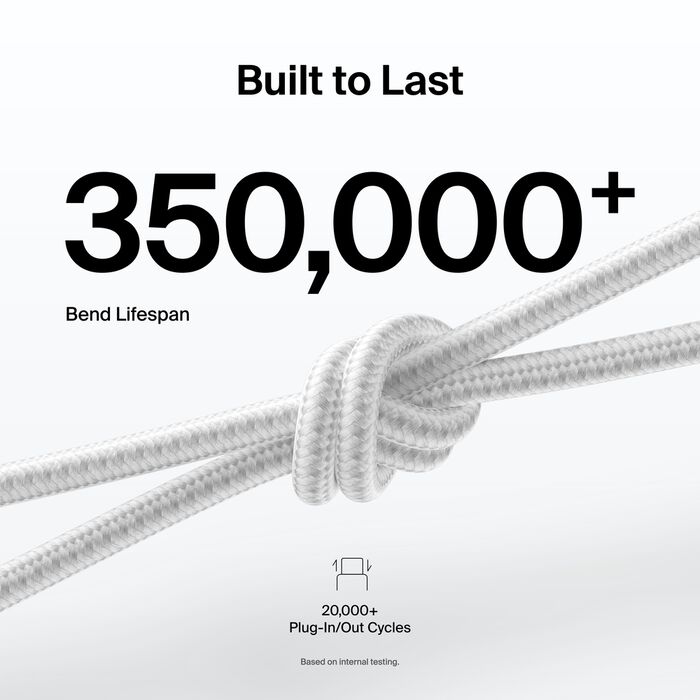 Belkin USB-C til USB-C 240W Flettet PCR Ladekabel 1m - Hvit