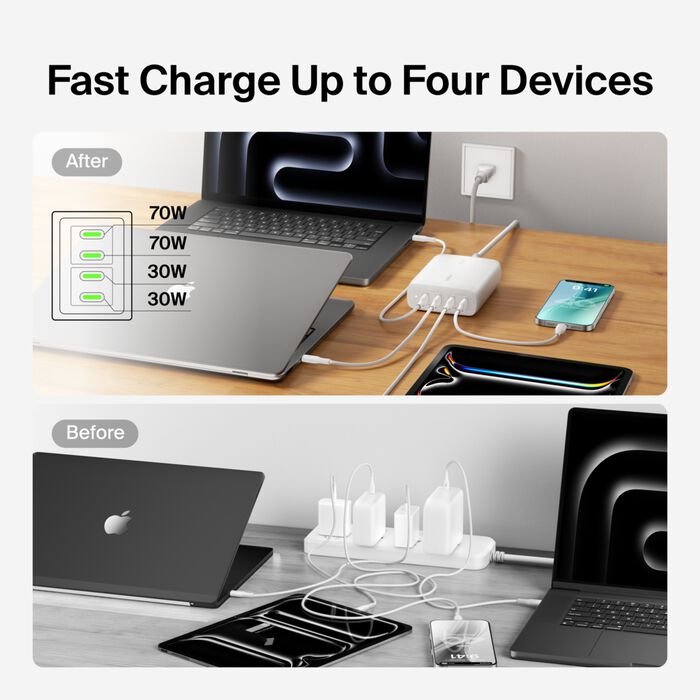 Belkin 200W 4-Port USB-C GaN Multi-Vegglader