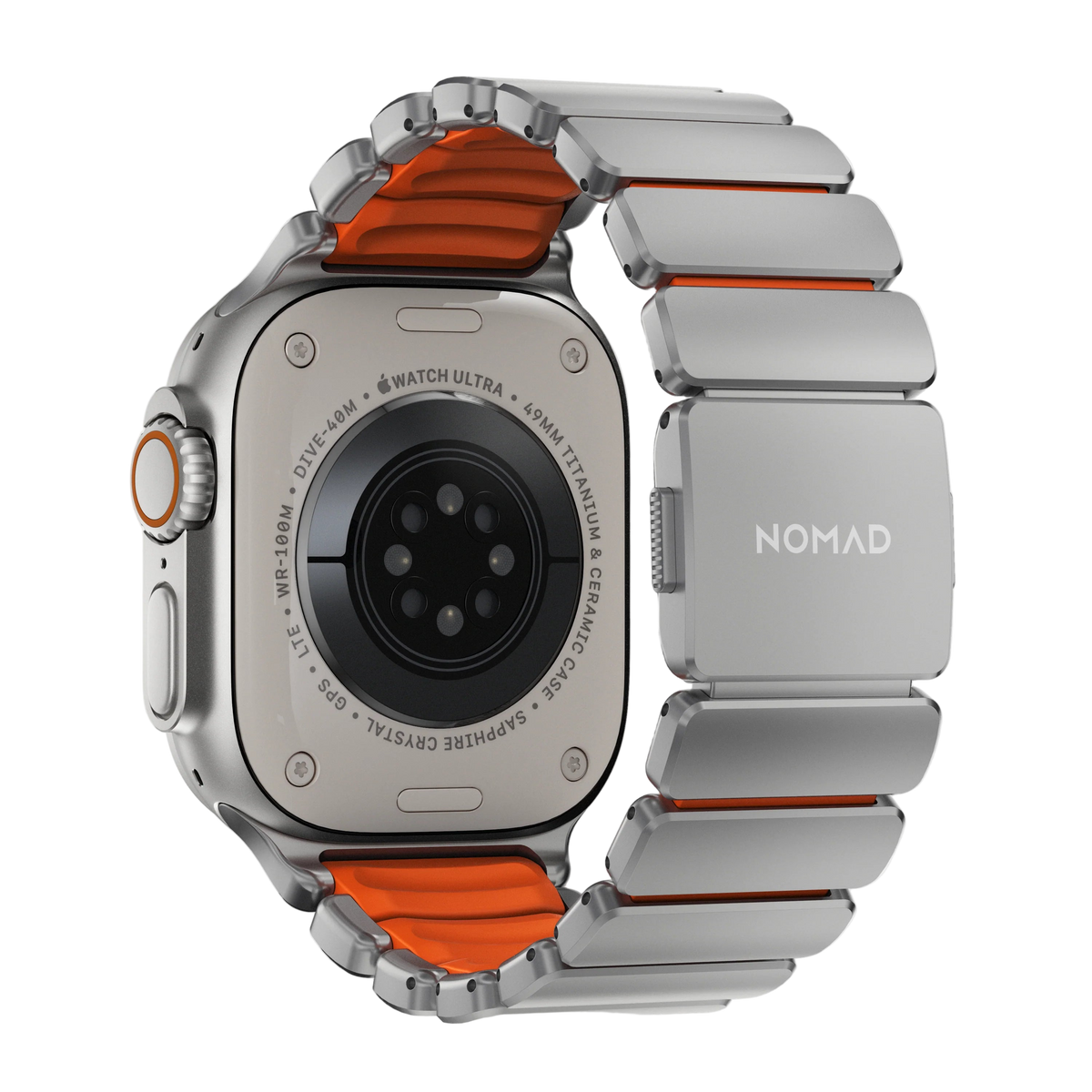 Nomad 49/46 mm Stratos Band Reim - Natural Titanium/Ultra Orange