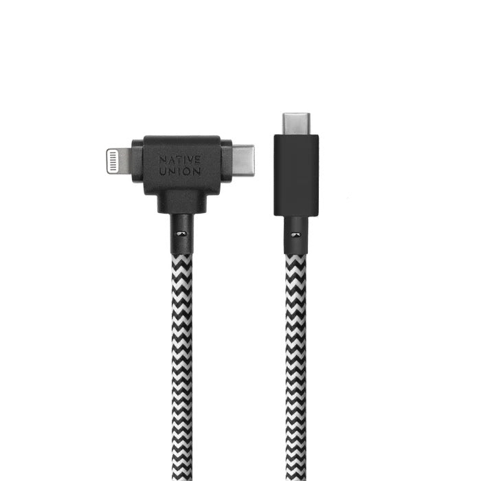 Native Union 1,5 m USB-C til USB-C/Lightning Belt Cable Duo Ladekabel - Zebra