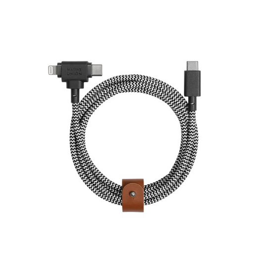 Native Union 1,5 m USB-C til USB-C/Lightning Belt Cable Duo Ladekabel - Zebra