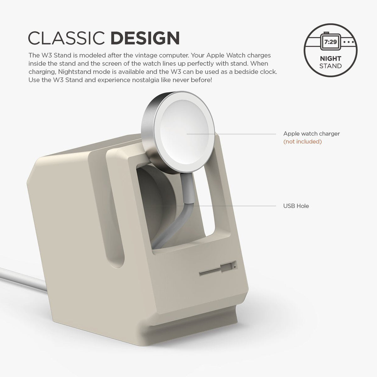 Elago W3 docking til Apple Watch - Hvit