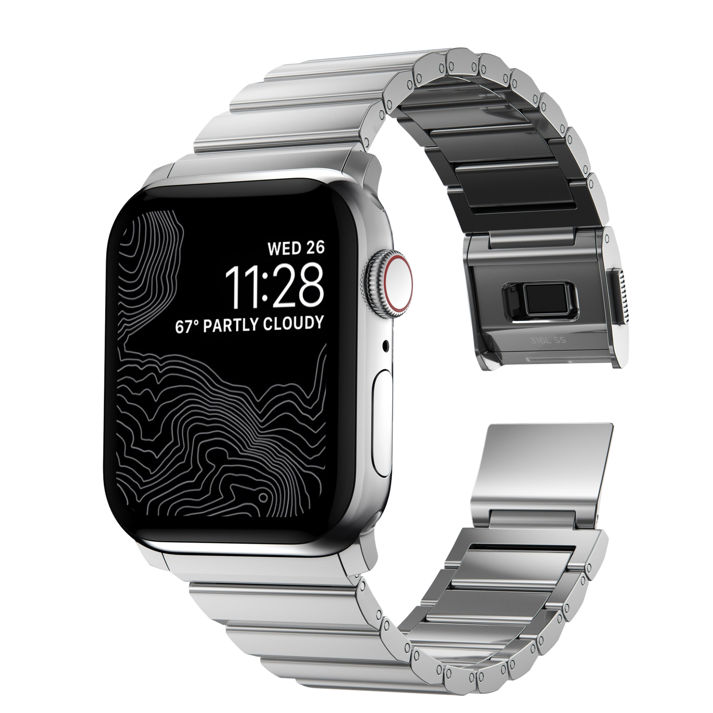 Nomad 49/46 mm Rustfritt stål reim V2 - Sølv