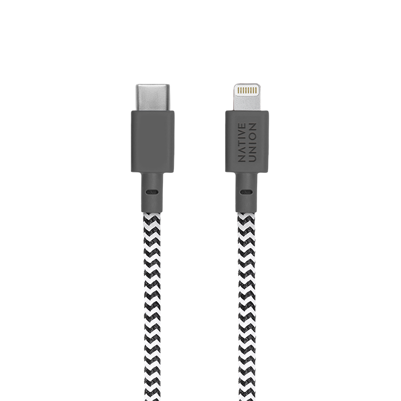 Native Union 3m USB-C til Lightning Night ladekabel - Zebrastripet