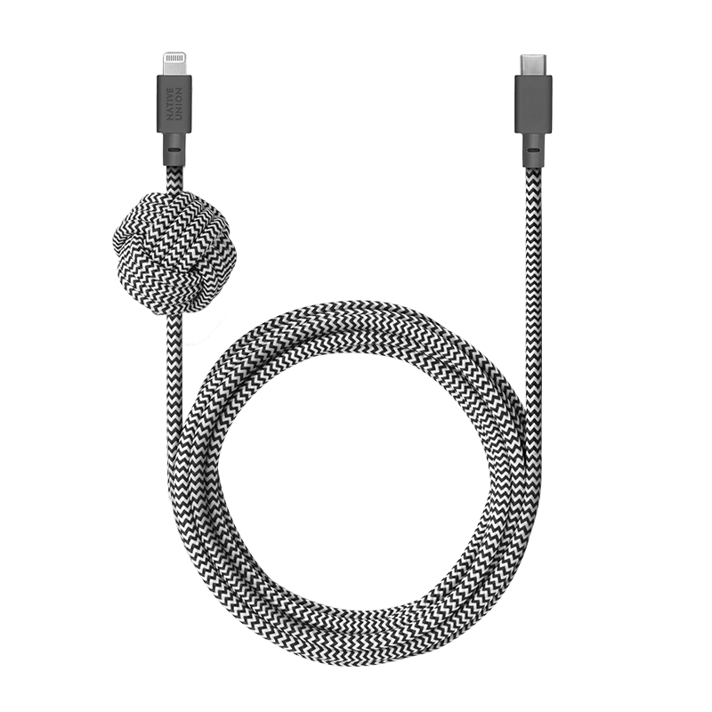 Native Union 3m USB-C til Lightning Night ladekabel - Zebrastripet