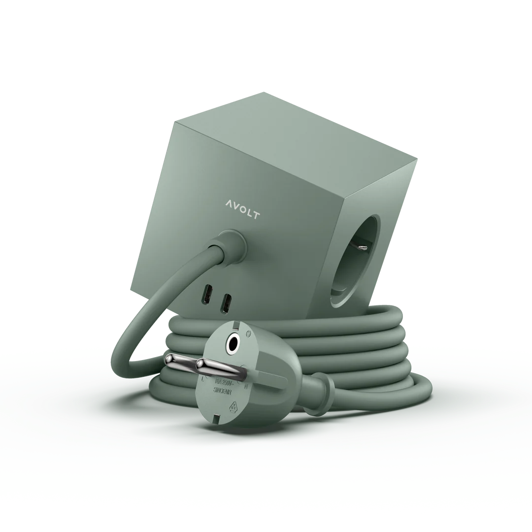 Avolt Square 1 30W Dual USB-C Stikkontaktforlenger - Eik Grønn