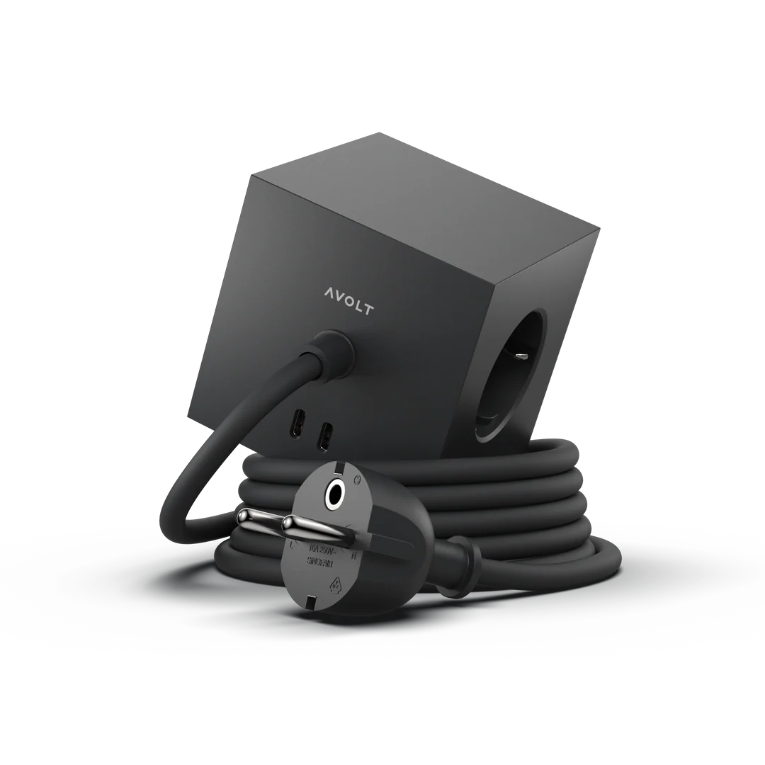 Avolt Square 1 30W Dual USB-C Stikkontaktforlenger - Svart
