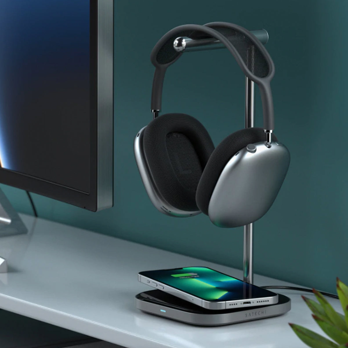 Satechi Hodetelefonstativ med Trådløs Ladeplate