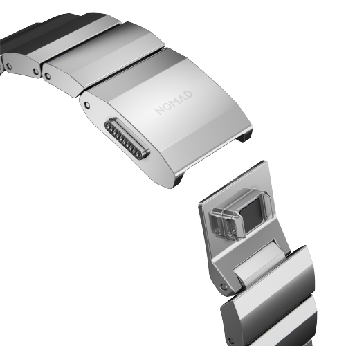 Nomad 42/41 mm Rustfritt stål reim V2 - Sølv