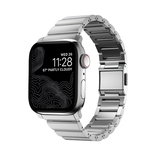 Nomad 42/41 mm Rustfritt stål reim V2 - Sølv