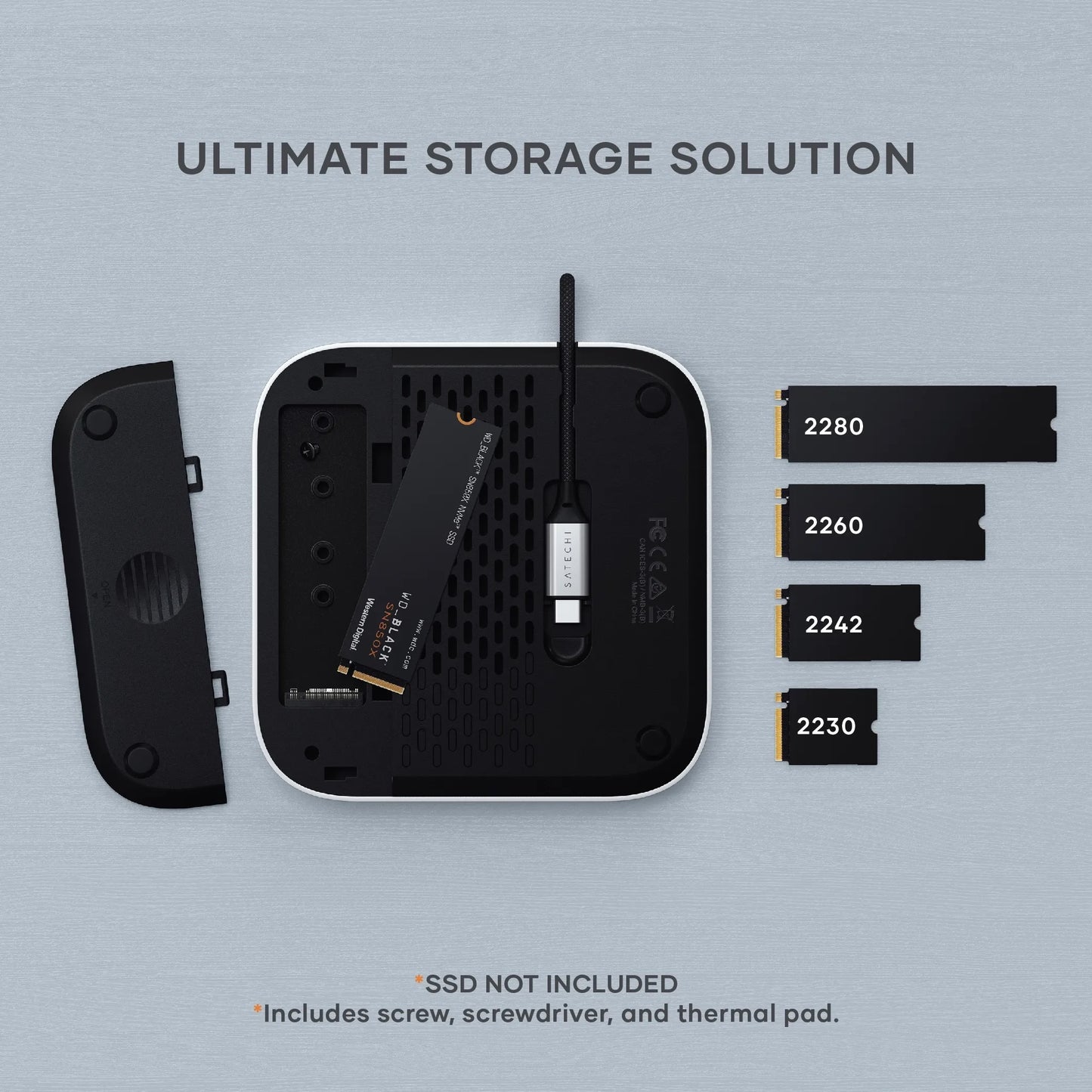 Satechi Mac mini M4 Stand Hub med SSD-kabinett