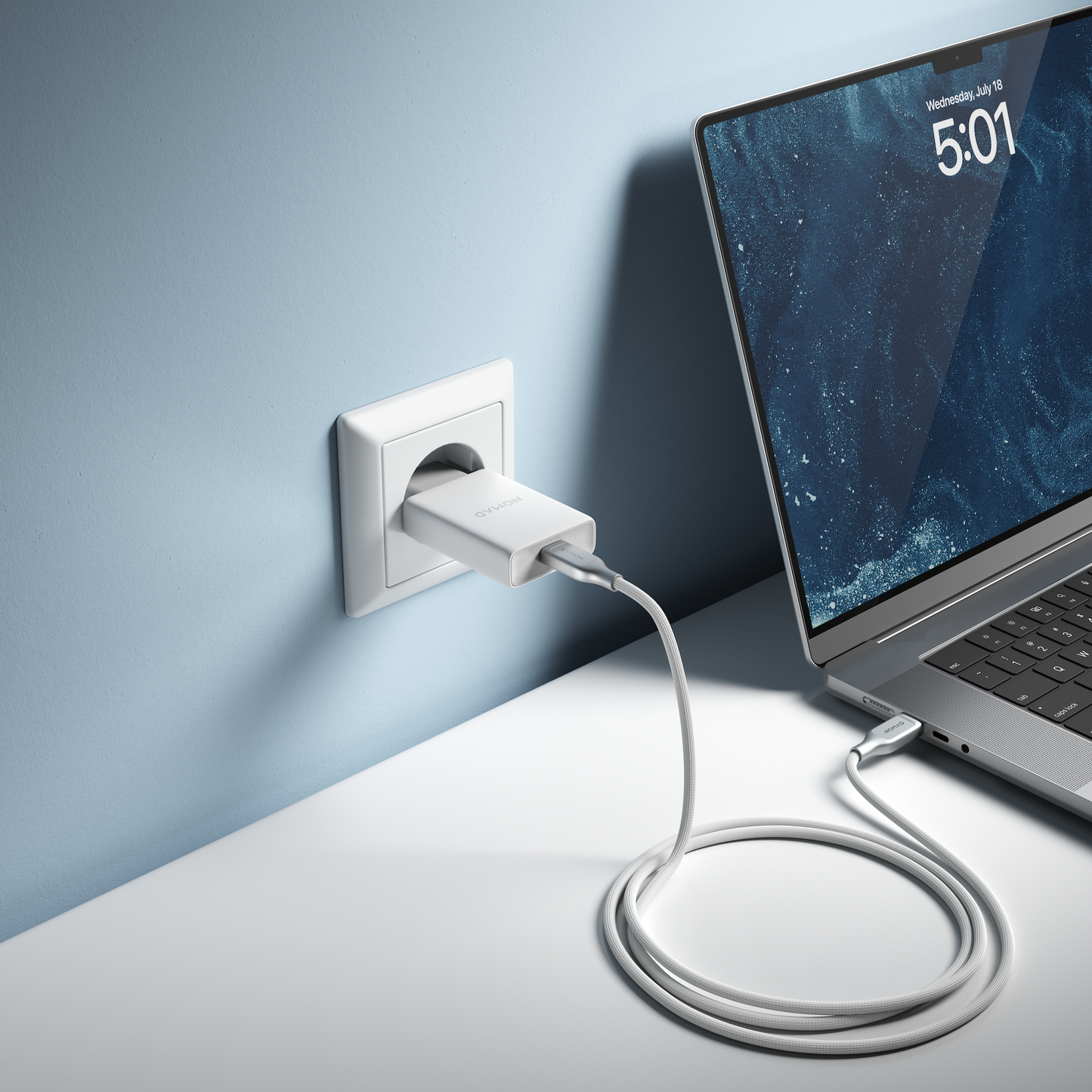 Nomad 40W USB-C GaN Vegglader - Hvit