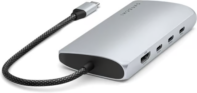 Satechi USB-C 8K Multiport Adapter med Ethernet V3 - Sølv