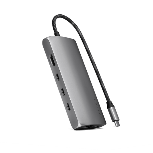 Satechi USB-C 8K Multiport Adapter med Ethernet V3 - Stellargrå