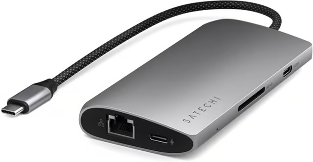 Satechi USB-C 8K Multiport Adapter med Ethernet V3 - Stellargrå