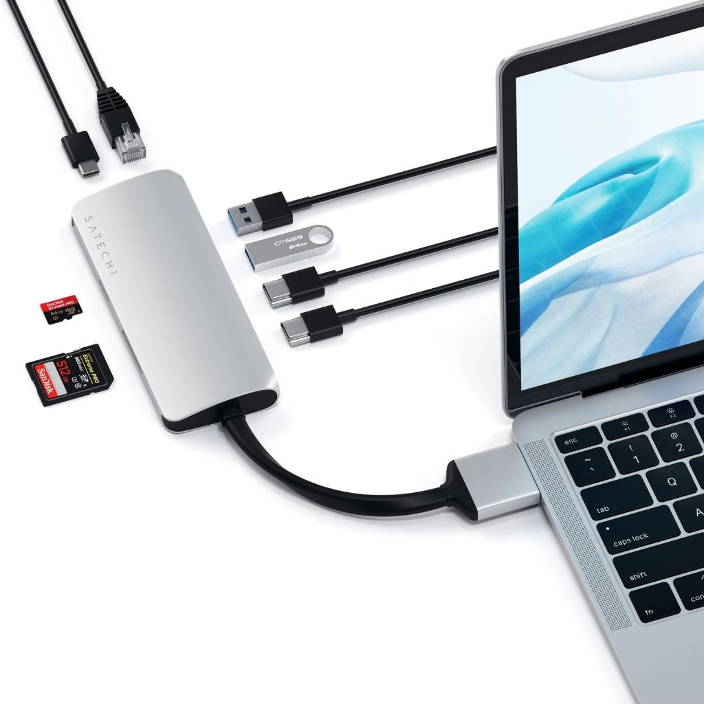 Satechi Dual USB-C 4K Multimedia Adapter - Sølv