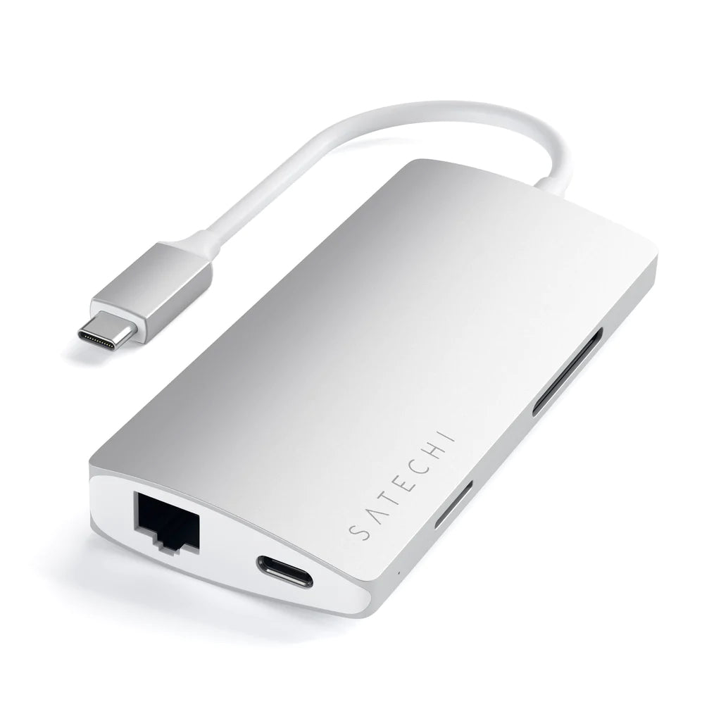 Satechi USB-C Multiport-adapter med Ethernet og kortleser V2 - Sølv
