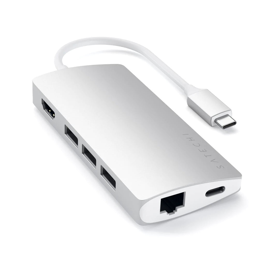 Satechi USB-C Multiport-adapter med Ethernet og kortleser V2 - Sølv